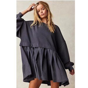 Free People Eleanor Sweatshirt Tunic Dress Oversized Cotton Solid XL New